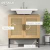 Badunterschrank mit Rattan Türen Metallbeine Kippschutz unter Waschbecken,Eiche Bild 5