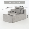 Sofa Chaiselongue 105 cm Grau aus Chenille mit Seitentaschen, hoher Polsterung und ohne Montage,65x144x112 cm Bild 5