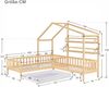 Hausbett 90×200/140×70 cm in L-Form mit Schublade und Regalen, Natur, ohne Matratze Bild 5