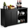 COSTWAY Sideboard, Küchenschrank mit Schiebetüren, höhenverstellbarer Ablage, Beistellschrank für Küche, Esszimmer und Wohnzimmer, 107 x 33 x 60 cm Bild 4