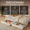 Bellabino 'Bia' Hausbett 120x200 cm mit Matratze und 2 Schubladen, weiß, Kiefer Massivholz, Montessori Kinderbett mit Stauraum, inkl. Rausfallschutz und Lattenrost Bild 3