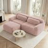 Flieks 2-Sitzer Sofa, L-förmiges Sofa, rahmenlos modular mit Ottoman & 2 Kissen, rutschfester Boden, Plüsch, Rosa Bild 3