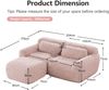 Flieks 2-Sitzer Sofa, L-förmiges Sofa, rahmenlos modular mit Ottoman & 2 Kissen, rutschfester Boden, Plüsch, Rosa Bild 4