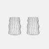 Zoha Glas Stripe Wave Getränkebecher 2er Set Cocktail- 540 ml - Heißgetränke Kaffeeglas, Borosilikatglas, Hitzebeständig Trinkglas Cocktailgläser Eiskaffeegläser Tee Saft Bild 4