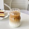 Zoha Glas Stripe Wave Getränkebecher 2er Set Cocktail- 540 ml - Heißgetränke Kaffeeglas, Borosilikatglas, Hitzebeständig Trinkglas Cocktailgläser Eiskaffeegläser Tee Saft Bild 2