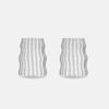 Zoha Glas Stripe Wave Getränkebecher 2er Set Cocktail- 540 ml - Heißgetränke Kaffeeglas, Borosilikatglas, Hitzebeständig Trinkglas Cocktailgläser Eiskaffeegläser Tee Saft Bild 3