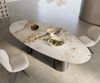 Esstisch Edge Oval 280x130 Keramik Minas Melange Weiß-Beige Troa Edelstahl Graphit Bild 2