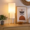 Tischleuchte, Textil, Holz, beige, H 50 cm Bild 2