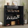 Schuhschrank 95 x 24 x 107 cm in Schwarz, mit Schubladen, Türen und verstellbaren Einlegeböden Bild 2