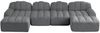 4-Sitzer Sofa 366x165x79 cm aus granuliertem Fleece rahmenlos modular mit 2 Ottomanen, grau Bild 5