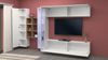 Dmora Ausgestattete Wand Alessano, 4-türiges TV-Ständer-Wohnzimmerset, Mehrzweck-Wohnzimmermöbel mit Vitrine und LED-Licht, 100 % Made in Italy, 280 x 30 x 180 cm, glänzendes Weiß und Ahorn, Bild 5
