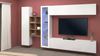 Dmora Ausgestattete Wand Alessano, 4-türiges TV-Ständer-Wohnzimmerset, Mehrzweck-Wohnzimmermöbel mit Vitrine und LED-Licht, 100 % Made in Italy, 280 x 30 x 180 cm, glänzendes Weiß und Ahorn, Bild 2