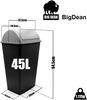 BigDean Mülleimer mit Schwingdeckel 45 L Anthrazit – Abfalleimer für die Küche & Büro – Müllbehälter aus robustem & geruchsdichtem Kunststoff – Made in Europe Bild 3