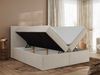 Boxspringbett mit Multipocket-Matratze und Topper, Doppelbett, Struktur dekostoff, Polsterbett mit Bettkästen - JAGUAR - 200 x 200 cm - Dunkelbeige Struktur - H3 Bild 3