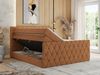 Boxspringbett, Doppelbett mit Fußteil, Multipocket-Matratzen und Topper, gestepptes Kopfteil und Front - MIREN KING DUO - 200 x 200 cm - Orange Stoff - H3 Bild 3