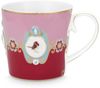 PiP Studio Becher Love Birds Medaillion Henkelbecher rot/pink 250ml, Bone China, Mug Large Love Birds Medallion Red-Pink 250ml Bild 5