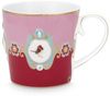 PiP Studio Becher Love Birds Medaillion Henkelbecher rot/pink 250ml, Bone China, Mug Large Love Birds Medallion Red-Pink 250ml Bild 4