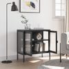 Sideboard, Kommode Schwarz 70x35x70 cm Glas und Stahl j2627p Bild 3
