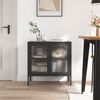 Sideboard, Kommode Schwarz 70x35x70 cm Glas und Stahl j2627p Bild 2