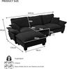 Ecksofa aus Chenille 264x155x90 cm mit beweglicher Ottomane, schwarz Bild 4