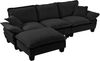 Ecksofa aus Chenille 264x155x90 cm mit beweglicher Ottomane, schwarz Bild 5