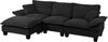 Ecksofa aus Chenille 264x155x90 cm mit beweglicher Ottomane, schwarz Bild 2