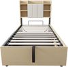 Einzelbett mit hydraulischem Stauraum & Kopfteil mit USB-Anschluss, 90x200 cm, Holzfarbe, ohne Matratze Bild 5