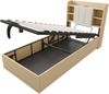 Einzelbett mit hydraulischem Stauraum & Kopfteil mit USB-Anschluss, 90x200 cm, Holzfarbe, ohne Matratze Bild 4