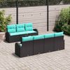 vidaXL Gartensofa-set mit Kissen 8 pcs Schwarz und Türkis Poly-Rattan 3354625 Bild 3