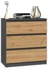 ibonto NACHTKOMMODE ANTHRAZIT / ARTISAN EICHE mit 3 Schubladen (H 70 x T 75 x B 40 cm) Bild 2