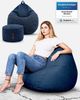 Green Bean® 2er Set Indoor Sitzsack + Hocker mit EPS-Perlen Füllung - Sitzhocker Sitz-pouf , Dunkelblau, XXL Bild 2