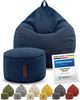 Green Bean® 2er Set Indoor Sitzsack + Hocker mit EPS-Perlen Füllung - Sitzhocker Sitz-pouf , Dunkelblau, XXL Bild 4