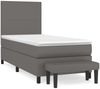 vidaXL Boxspringbett mit Matratze Grau 90x190 cm Kunstleder 3137519 Bild 2