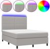 vidaXL Boxspringbett mit Matratze & LED Hellgrau 140x190 cm Stoff 3135029 Bild 2