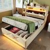 Polsterbett 90x200 cm mit Stauraum und 360-Grad-LED, Kopfteil mit USB- und Type-C-Anschlüssen Bild 3