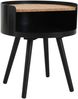 Beistelltisch 40 x40 cm MDF schwarz mit Stauraum und Kork-Ablageplatte Bild 4