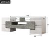TV-Schrank 145 x 30 x 51 cm aus MDF, Hochglanz Weiß/Beton mit LED, 6 Türen & 2 Schubladen Bild 4