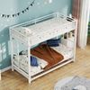 Etagenbett 90x200 cm mit ausziehbarem Rollbett, Metallrahmenbett mit hohem Sicherheitsgeländer, Kinderbett mit Doppelbettfunktion,Weiß Bild 3