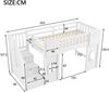 Kinderhochbett 90x200 mit Stauraumtreppe, Fenster, Geländer, Holzrahmen und MDF, platzsparend, weiß Bild 4