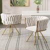 Stuhl 360° drehbar, Samtbezug Beige/Gold, gepolstert mit 4‑beiniger Metallbasis,54*59*72 cm,6er-set Bild 2