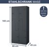 Umkleideschrank Spind JULIA - 4 Abteile mit Lüftungsschlitze | Umkleidespind Metall Schließfachschrank Garderobenspind, 185x80x45cm Anthrazit Bild 2