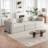 Schlafsofa 2-in-1 aus Chenille mit Armlehnen-Ablagefach, 181,6 x 94 x 49,5 cm, und Stahlrahmen in Khaki Bild 3