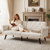 Schlafsofa aus Leinen mit verstellbarer Rückenlehne, beige Bild 3