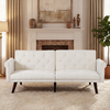 Schlafsofa aus Leinen mit verstellbarer Rückenlehne, beige Bild 2