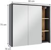 Badspiegelschrank Viola Grau/Artisan 80 x 75 cm mit offenen Regalen Vicco Bild 2