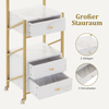 M MCombo Friseurwagen mit Rollen & 3 Schubladen, Rollwagen Servierwagen Weiß-Gold, Salon Trolley mit 2 Ablagen & 2 Föhnhalter, Moderner Arbeitswagen für Bad Wohnzimmer 0048 Bild 5