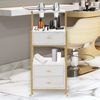 M MCombo Friseurwagen mit Rollen & 3 Schubladen, Rollwagen Servierwagen Weiß-Gold, Salon Trolley mit 2 Ablagen & 2 Föhnhalter, Moderner Arbeitswagen für Bad Wohnzimmer 0048 Bild 2