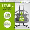 Juskys Doppelhängesessel Aria - Polyrattan Hängesessel mit Gestell & Kissen - Schaukel für zwei Personen - Outdoor Indoor Sessel - XXL Korb Grau Bild 5