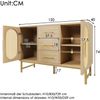 Kommode 120 x 40 x 74 cm mit 2 Türen, 3 Schubladen und Rattanoptik – Sonoma Eiche Bild 4