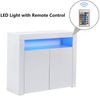 MODFU Sideboard nrichte Sideboard Schrank Beistellschrank (Buffet Holz Aufbewahrungsvitrine TV-Ständer), Hochglanz mit LED-Licht, Weiß Bild 4
